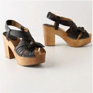 Anthropologie Shoes Miss Albright Twist Tie Clog Platform Sandal Women's Size 9